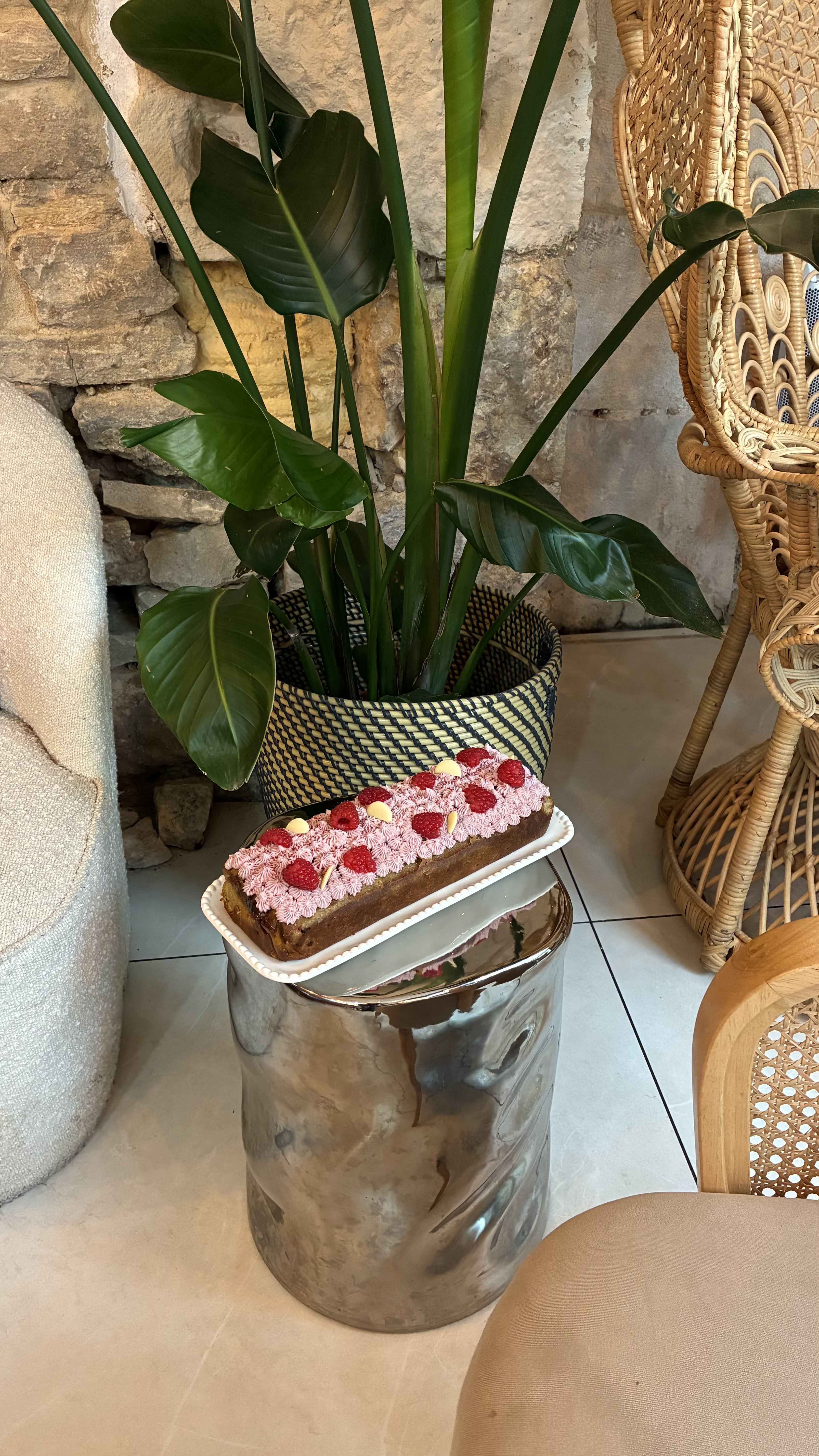 Cake framboises, citron & basilic