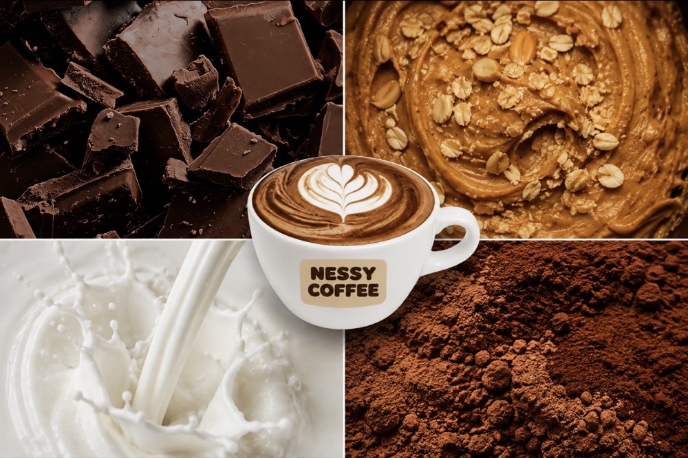Chocolat chaud au peanut butter Nessy Coffee — chocolat noir, cacao, lait et beurre de cacahuète