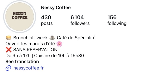 Profil Instagram Nessy Coffee — 6104 abonnés